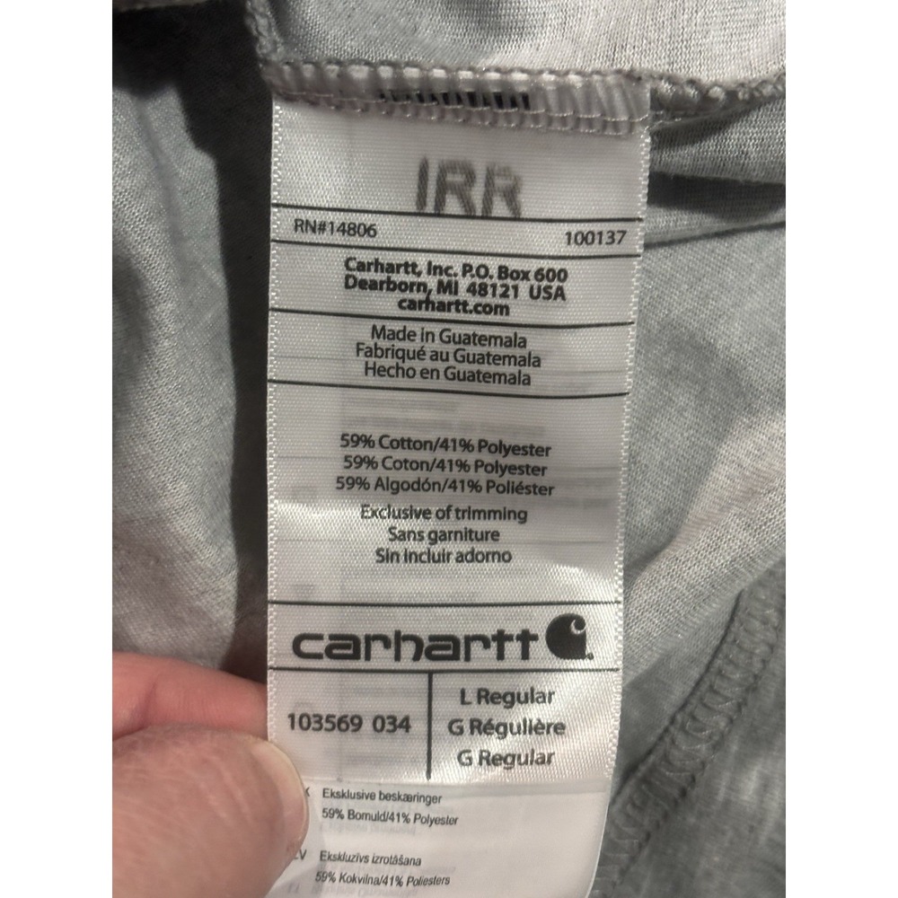 Carhartt Polo Shirt Men's Force Original Fit Large Short Sleeve Pocket Gray - Picture 10 of 10